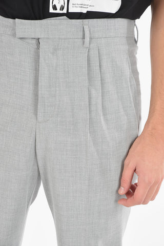 Tech Cotton Double-pleated Pants with Low Rise