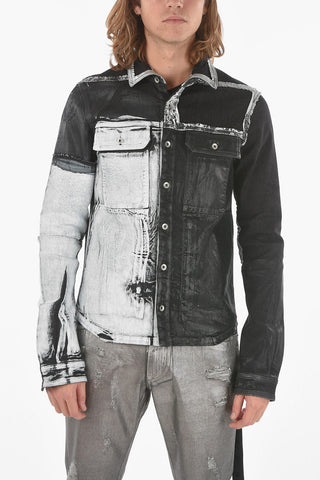 DRKSHOW Over Shirt in Denim Effetto Vernice