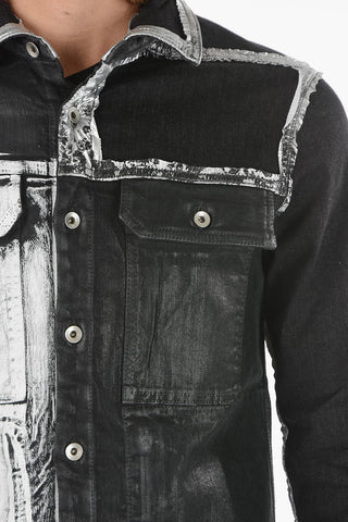 DRKSHOW Over Shirt in Denim Effetto Vernice