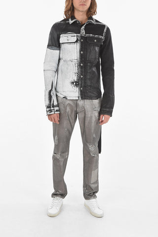 DRKSHOW Over Shirt in Denim Effetto Vernice