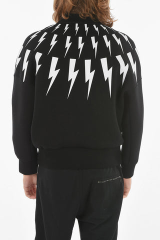 Zip-up FAIR-ISLE THUNDERBOLT Bomber Sweatshirt with Print