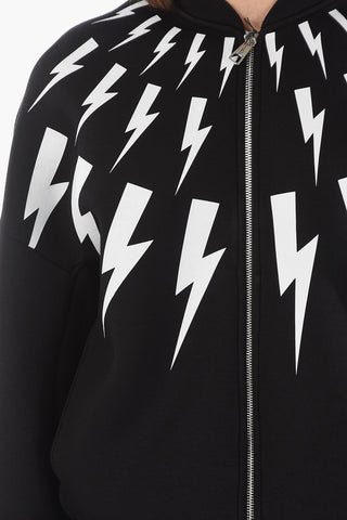 Zip-up FAIR-ISLE THUNDERBOLT Bomber Sweatshirt with Print