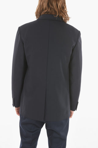 Virgin Wool 1-button Blazer with Peak Lapel