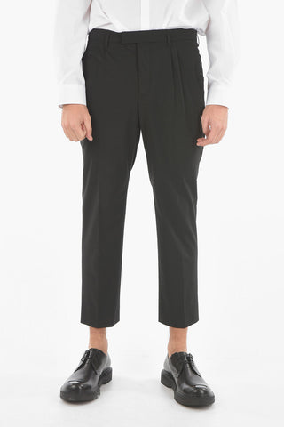 Tech Cotton Low-rised Pants with Double-pleat