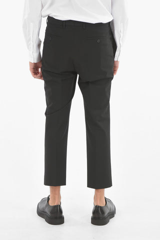 Tech Cotton Low-rised Pants with Double-pleat