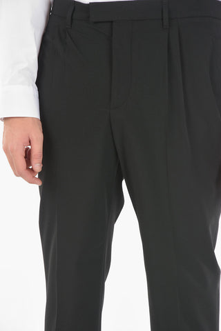 Tech Cotton Low-rised Pants with Double-pleat