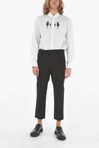 Tech Cotton Low-rised Pants with Double-pleat