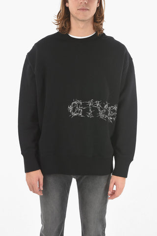 Brushed Cotton Crewneck Sweatshirt with Lettering Logo Print