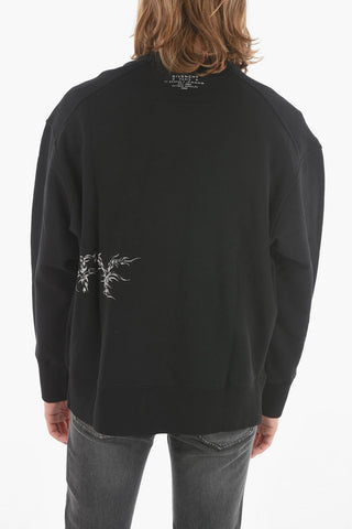 Brushed Cotton Crewneck Sweatshirt with Lettering Logo Print