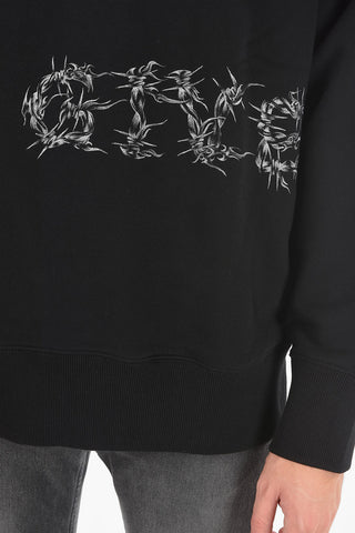 Brushed Cotton Crewneck Sweatshirt with Lettering Logo Print