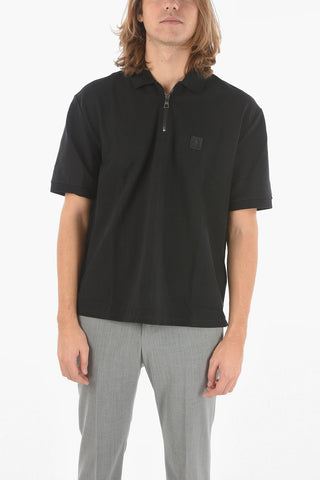 Extrafine Jersey MUSIC BOLT Half-zip Polo T-Shirt with Logo Patch
