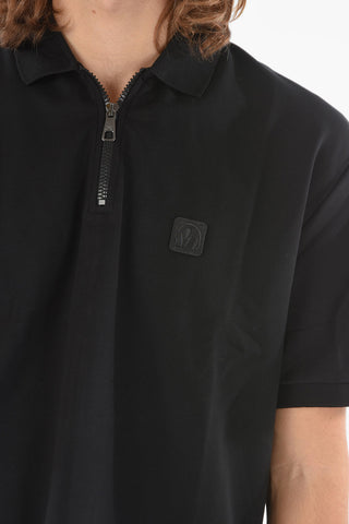 Extrafine Jersey MUSIC BOLT Half-zip Polo T-Shirt with Logo Patch