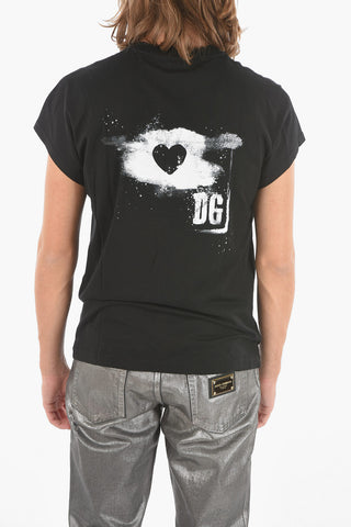 Crewneck T-shirt with NEVER STOP LOVING Print