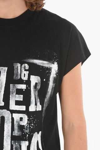 Crewneck T-shirt with NEVER STOP LOVING Print