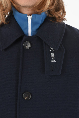 Wool-blend TRACK Coat with Chest Piece and Contrasting Side Bands