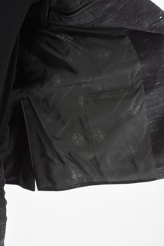 Single Breasted Lined Melange Effect Velour Suit