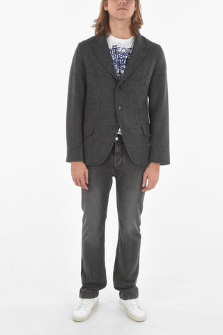 3 Buttons Single Breasted Half Lined Wool Blazer