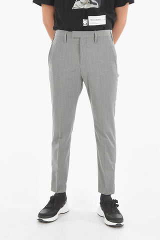 Gabardine Slim-fit Pants with Ankle Satin Bands