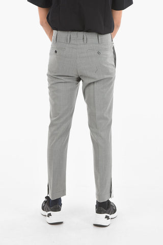 Gabardine Slim-fit Pants with Ankle Satin Bands