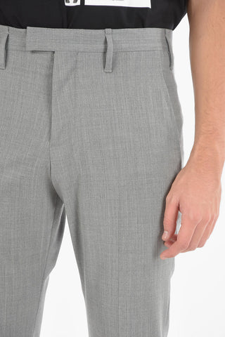 Gabardine Slim-fit Pants with Ankle Satin Bands