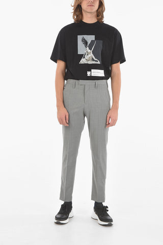 Gabardine Slim-fit Pants with Ankle Satin Bands