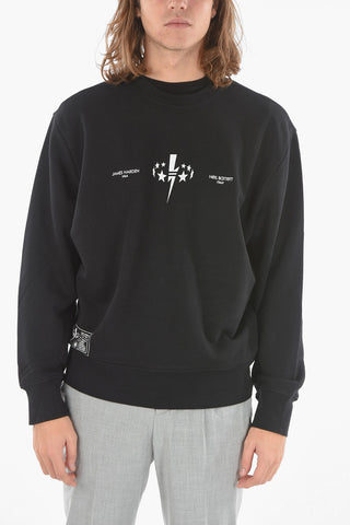 JAMES HARDEN X NEIL BARRETT Lightweight Jersey Crewneck Sweatshirt with BOLT STAR Print