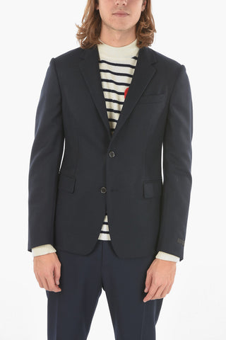 Blazer Semifoderato in Flanella di Lana Vergine con Revers Classico
