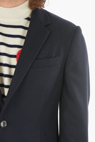 Blazer Semifoderato in Flanella di Lana Vergine con Revers Classico

