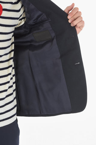 Blazer Semifoderato in Flanella di Lana Vergine con Revers Classico
