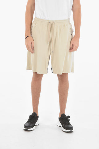 Shorts in Jersey Extrafine con Dettaglio a Righe Regimental
