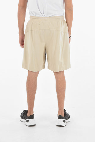 Shorts in Jersey Extrafine con Dettaglio a Righe Regimental
