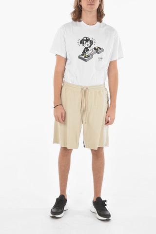 Shorts in Jersey Extrafine con Dettaglio a Righe Regimental