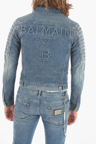 Half-lined Denim Biker Jacket