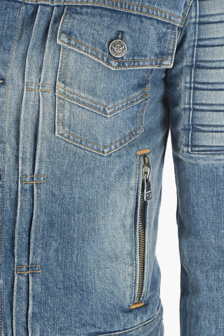 Half-lined Denim Biker Jacket