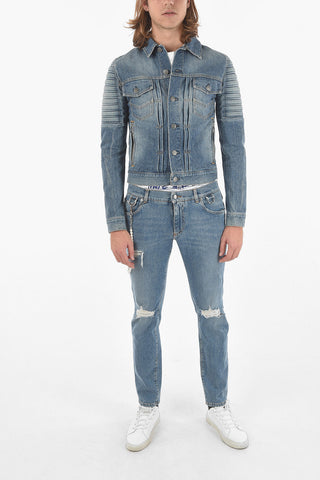 Half-lined Denim Biker Jacket