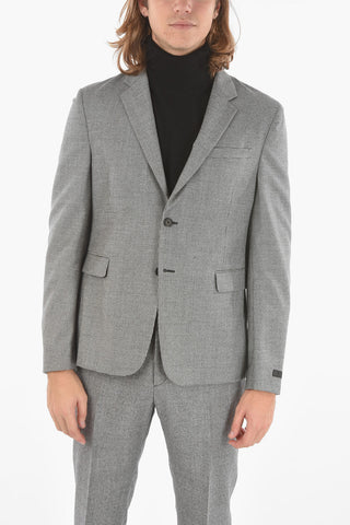 Houndstooth Flannel Unlined Blazer with Notch Lapel