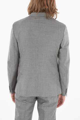 Houndstooth Flannel Unlined Blazer with Notch Lapel