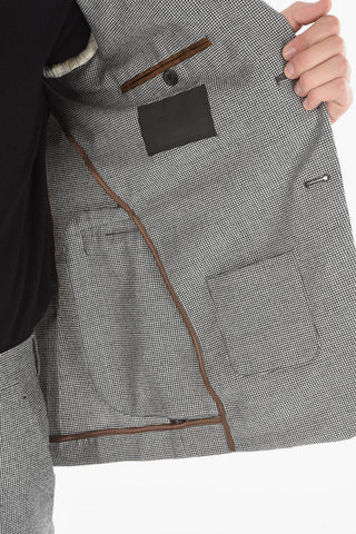 Houndstooth Flannel Unlined Blazer with Notch Lapel