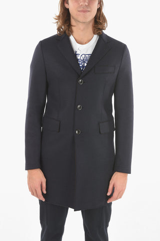 EMPORIO Virgin Wool-blend Unlined Coat with Raw-cut Trimmings