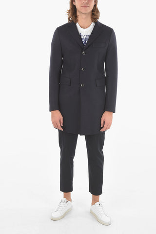 EMPORIO Virgin Wool-blend Unlined Coat with Raw-cut Trimmings