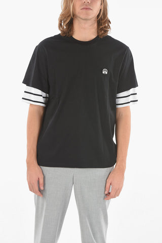 Double Sleeve MUSIC BOLT Skater T-Shirt with Embroidered Logo
