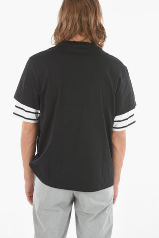 Double Sleeve MUSIC BOLT Skater T-Shirt with Embroidered Logo