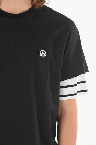 Double Sleeve MUSIC BOLT Skater T-Shirt with Embroidered Logo