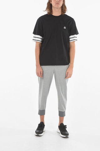Double Sleeve MUSIC BOLT Skater T-Shirt with Embroidered Logo