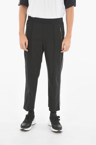 Gabardine Low-rised Pants with Contrasting Side Pipings