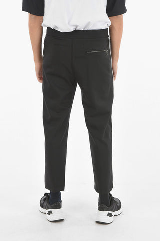 Gabardine Low-rised Pants with Contrasting Side Pipings