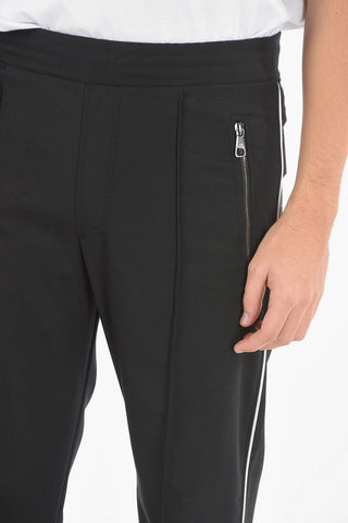 Gabardine Low-rised Pants with Contrasting Side Pipings