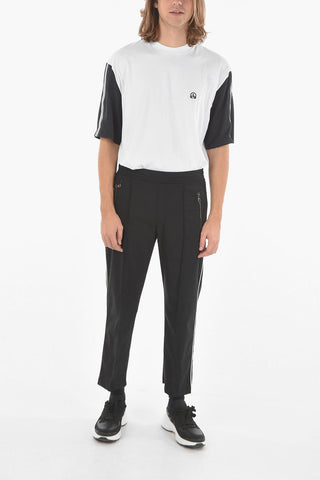 Gabardine Low-rised Pants with Contrasting Side Pipings