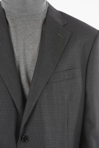 Flap Pockets Single Breasted Lined LEADER Virgin Wool Checkered Suit