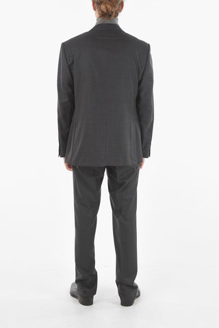 Flap Pockets Single Breasted Lined LEADER Virgin Wool Checkered Suit